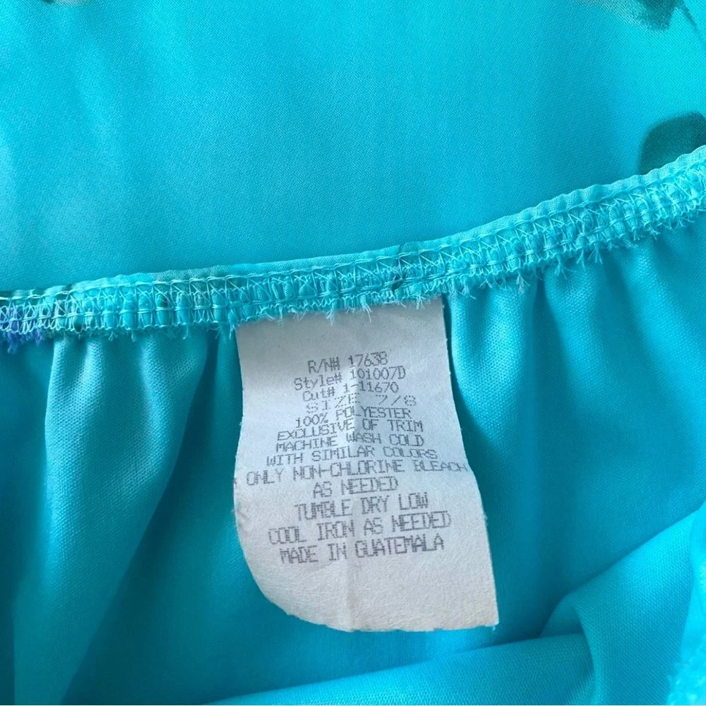 Vintage Blue Floral Midi Skirt - Size 7/8 (Best fits Small) - Picture 2 of 2